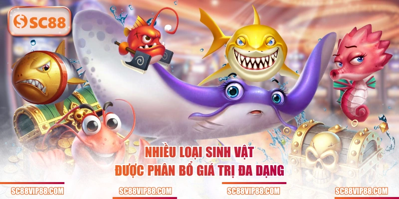 Nhiều loại sinh vật được phân bổ giá trị đa dạng